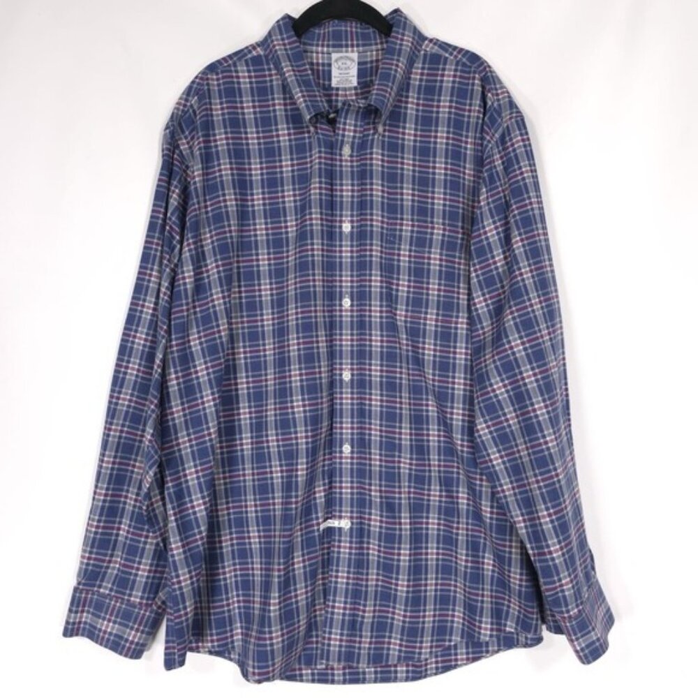 Brooks Brothers Shirt Men's XXL REGENT NonIron 100% AMERICAN SUPIMA COTTON Check